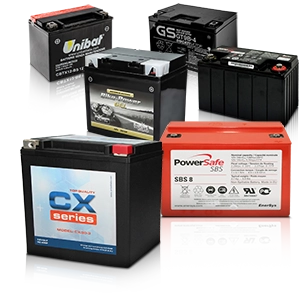 Différentes batteries sans entretien pour les motos.